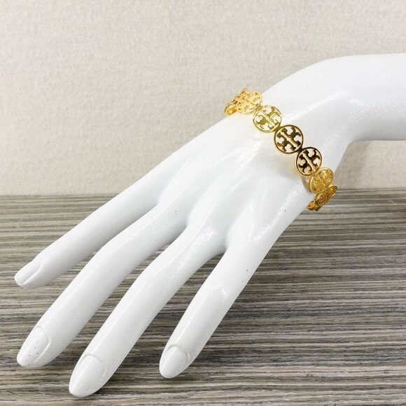 Tory Burch Miller Logo Cuff Bracelet Gold OS - Picture 5 of 10